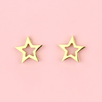 Cut Out Star Stud Earrings (Gold Plated) - Sour Cherry