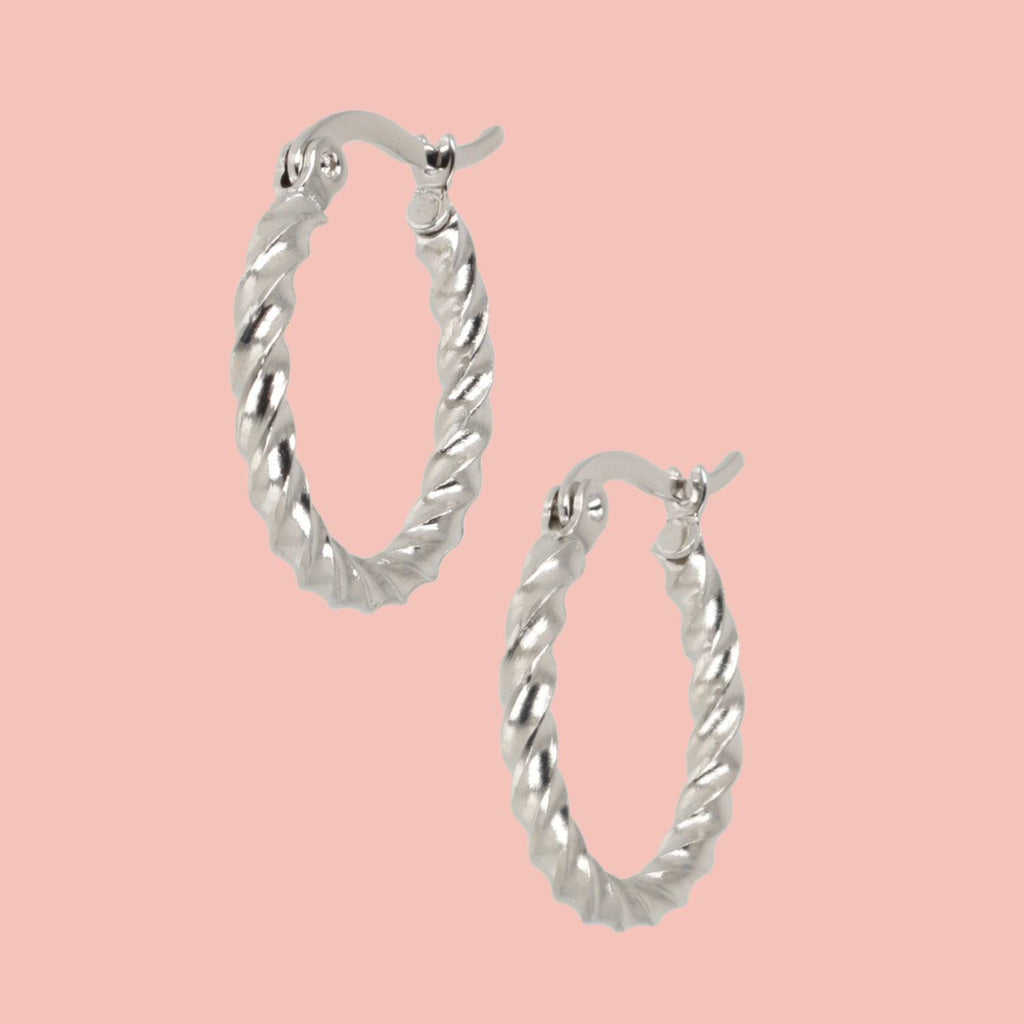 20mm Twisted Hoop Earrings (Stainless Steel) - Sour Cherry