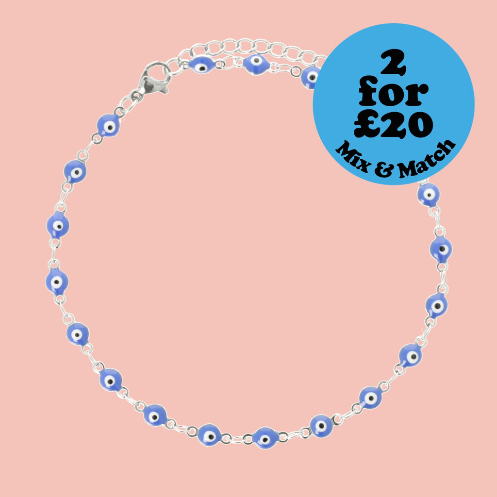 Blue Evil Eye Anklet - Sour Cherry
