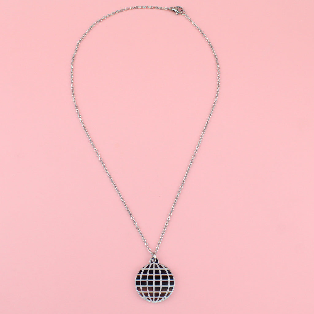 Disco Ball Pendant Necklace - Sour Cherry