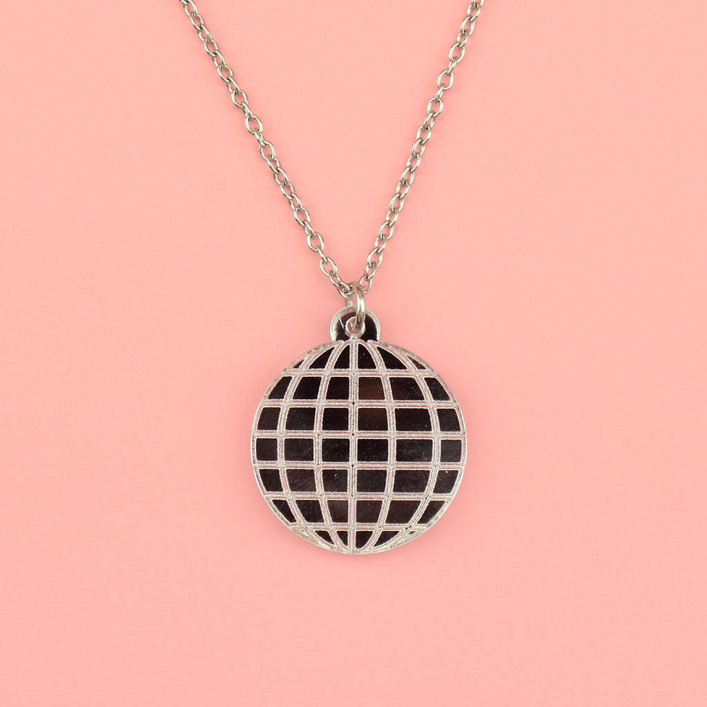 Disco Ball Pendant Necklace - Sour Cherry