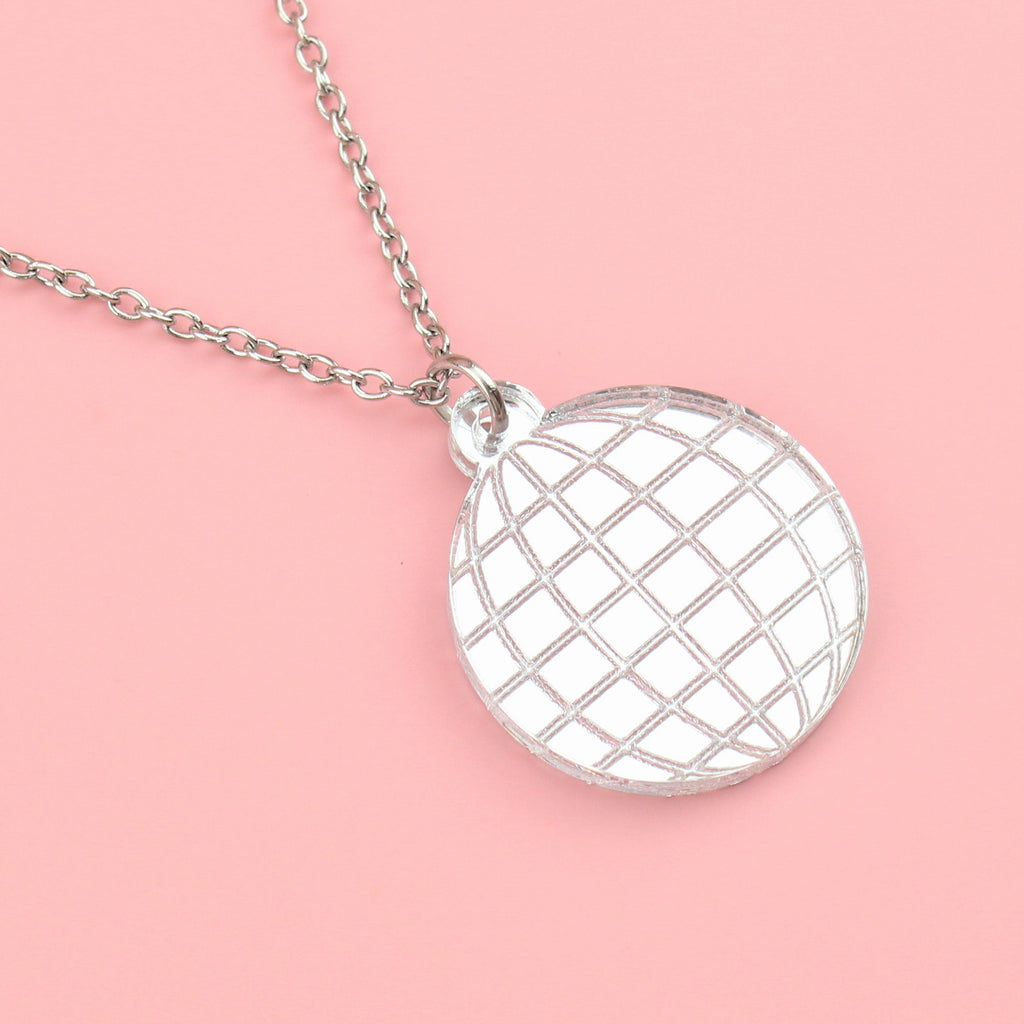 Disco Ball Pendant Necklace - Sour Cherry