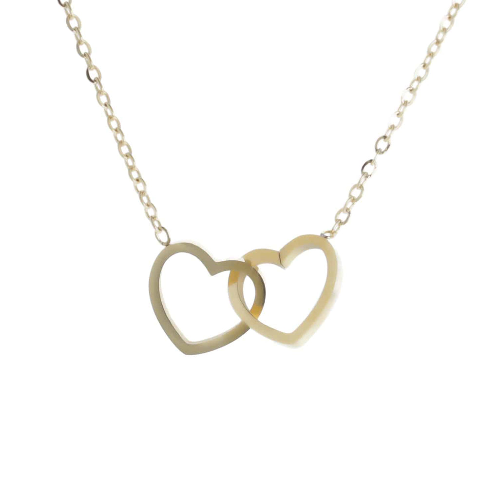Double Heart Necklace (Gold Plated) - Sour Cherry