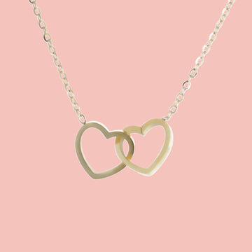 Double Heart Necklace (Gold Plated) - Sour Cherry