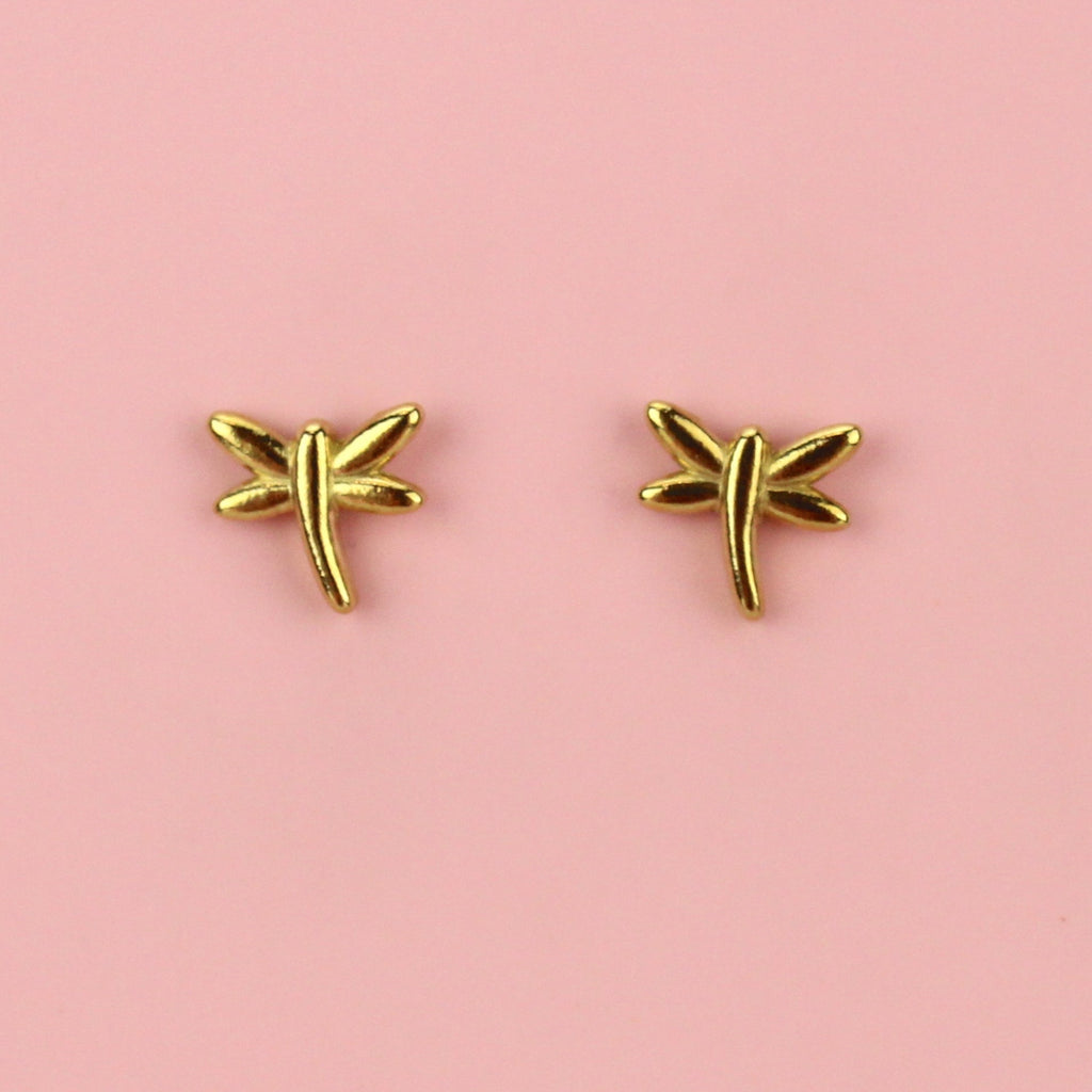 Dragonfly Stud Earrings (Gold Plated) - Sour Cherry