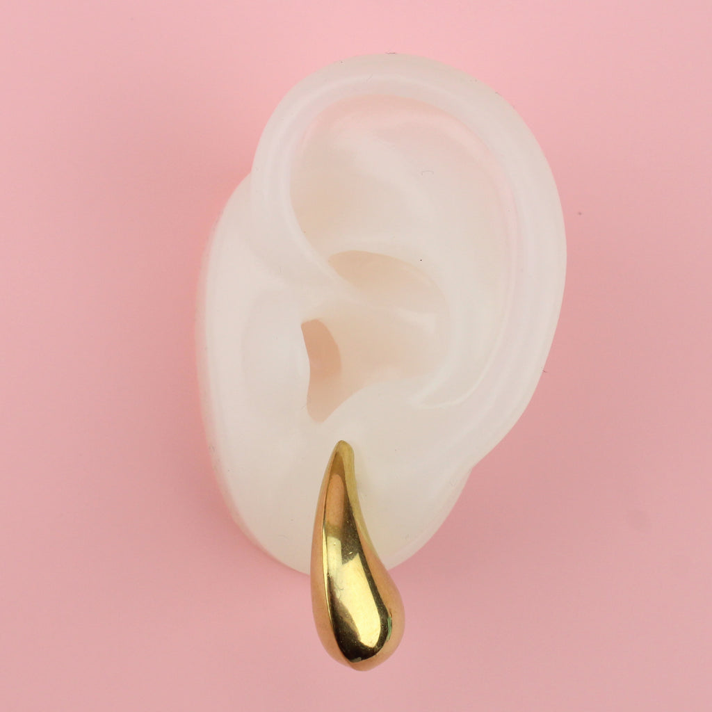 Ear wearing Droplet Earrings (Gold Plated)