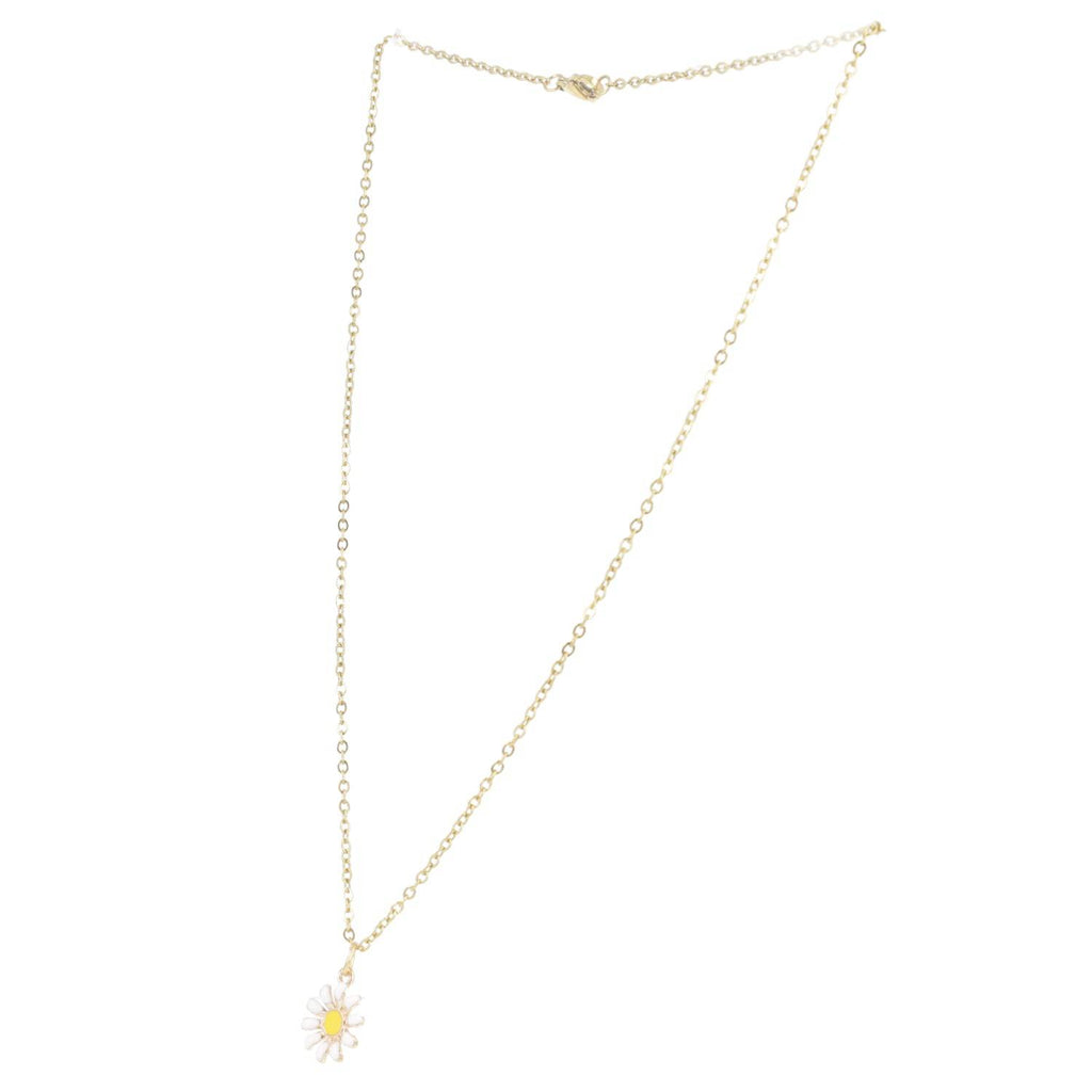 Enamel Daisy Pendant Necklace (Gold Plated) - Sour Cherry