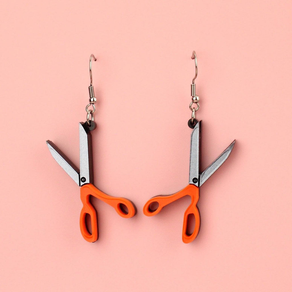 Fabric Scissor Earrings - Sour Cherry