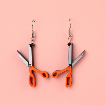 Fabric Scissor Earrings - Sour Cherry