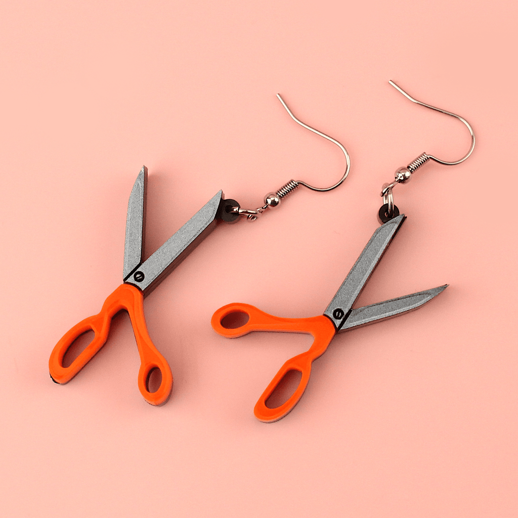 Fabric Scissor Earrings - Sour Cherry