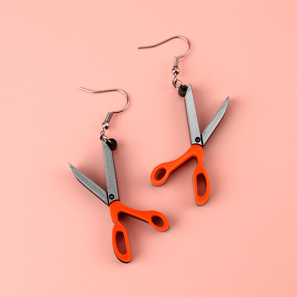 Fabric Scissor Earrings - Sour Cherry