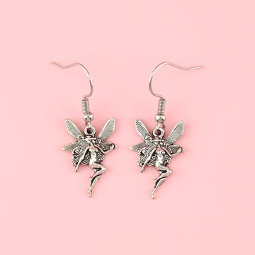 Zinc alloy fairy charms on stainless steel earwires