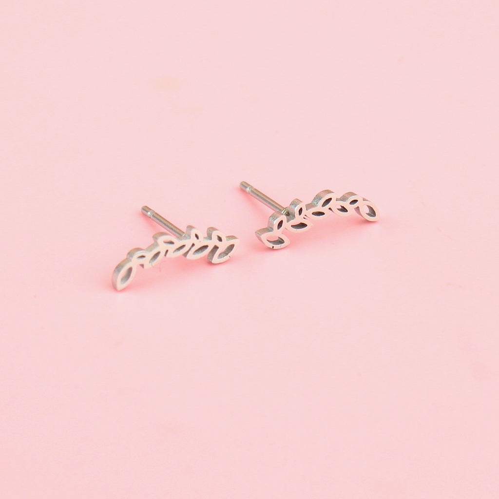 Fern Stud Earrings - Sour Cherry