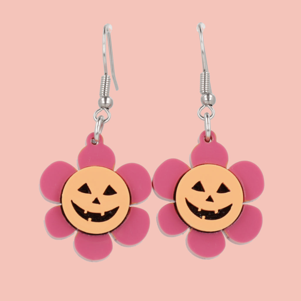Flower Power Pumpkin Earrings - Sour Cherry