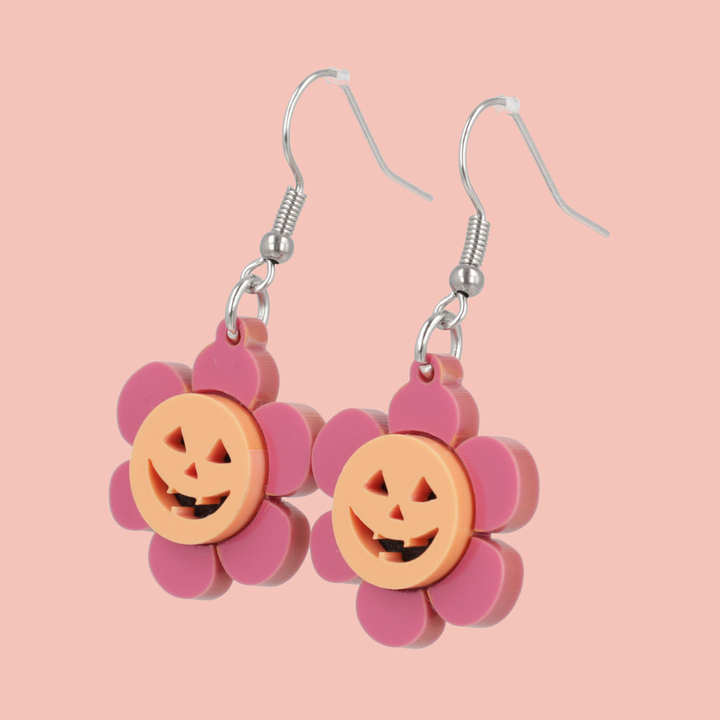 Flower Power Pumpkin Earrings - Sour Cherry