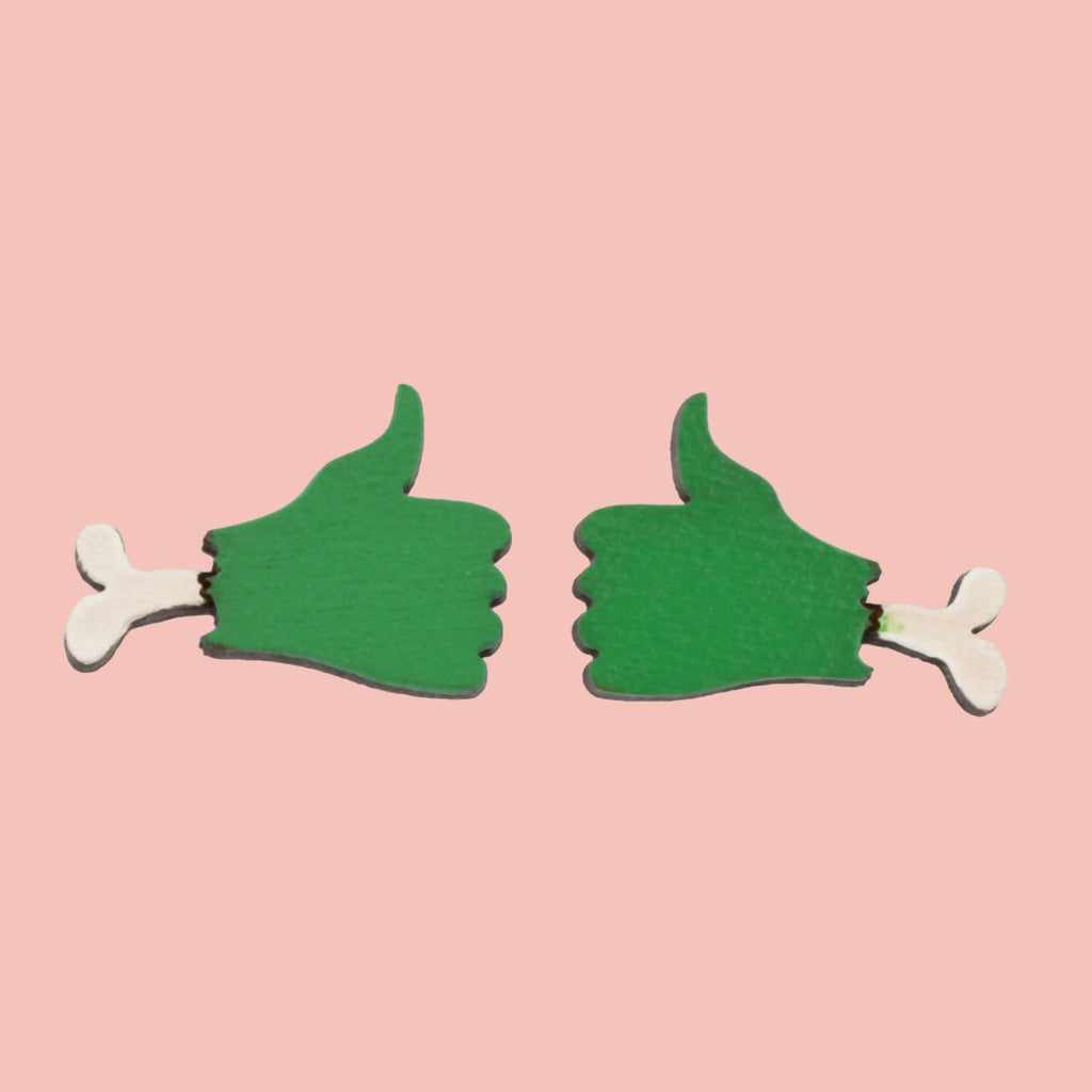 Frankenstein Hand Stud Earrings - Sour Cherry