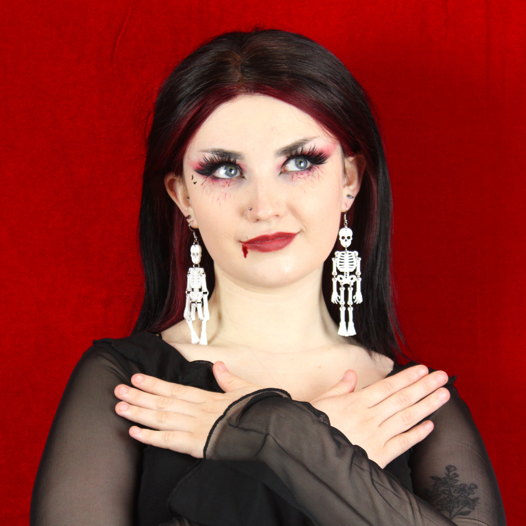 Funny Bones Skeleton Earrings - Sour Cherry