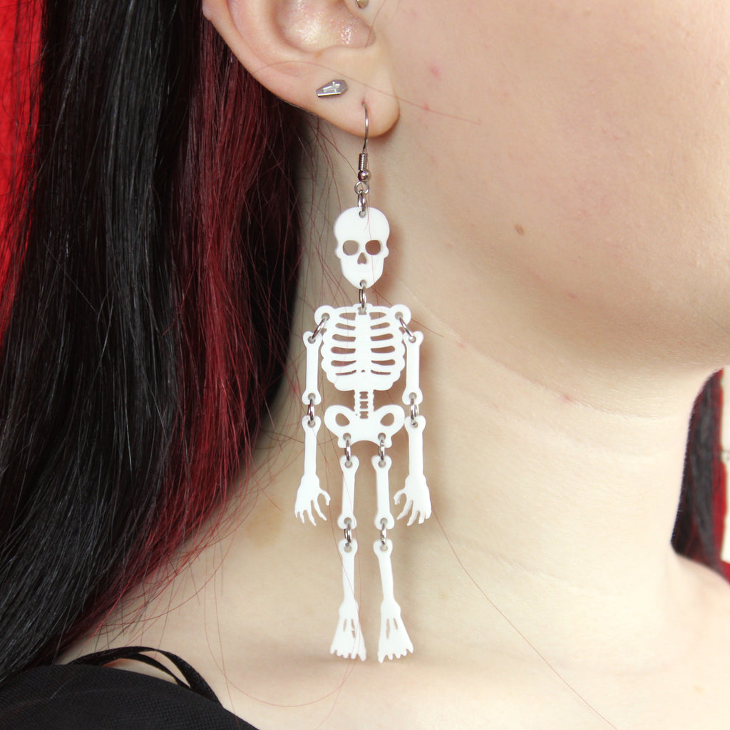 Funny Bones Skeleton Earrings - Sour Cherry