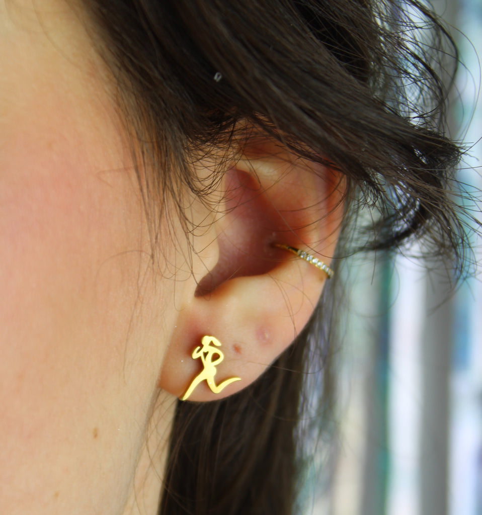She's a Track Star Stud Earrings - Gold Plated - Sour Cherry