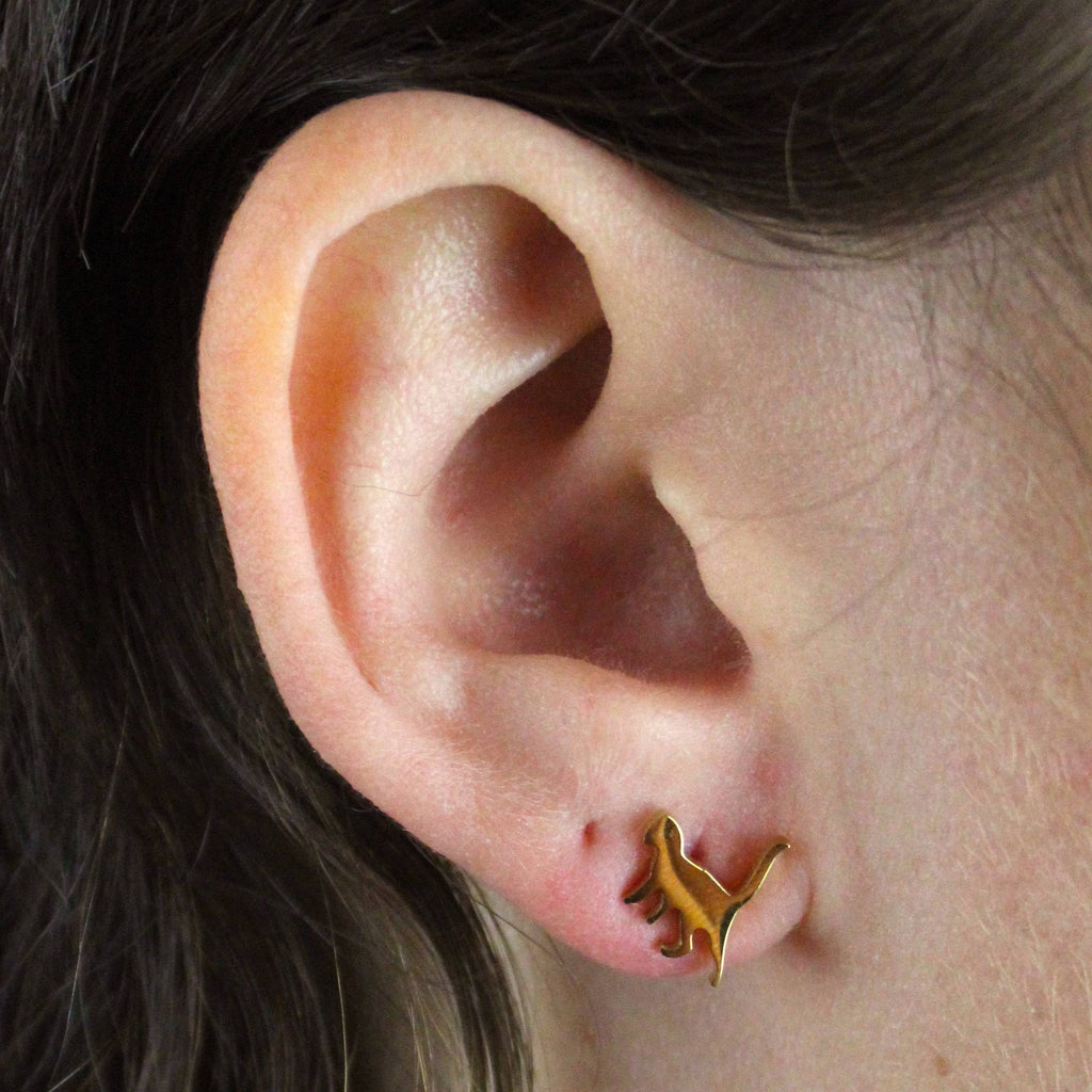 Big Stretch Cat Stud Earrings (Gold Plated) - Sour Cherry