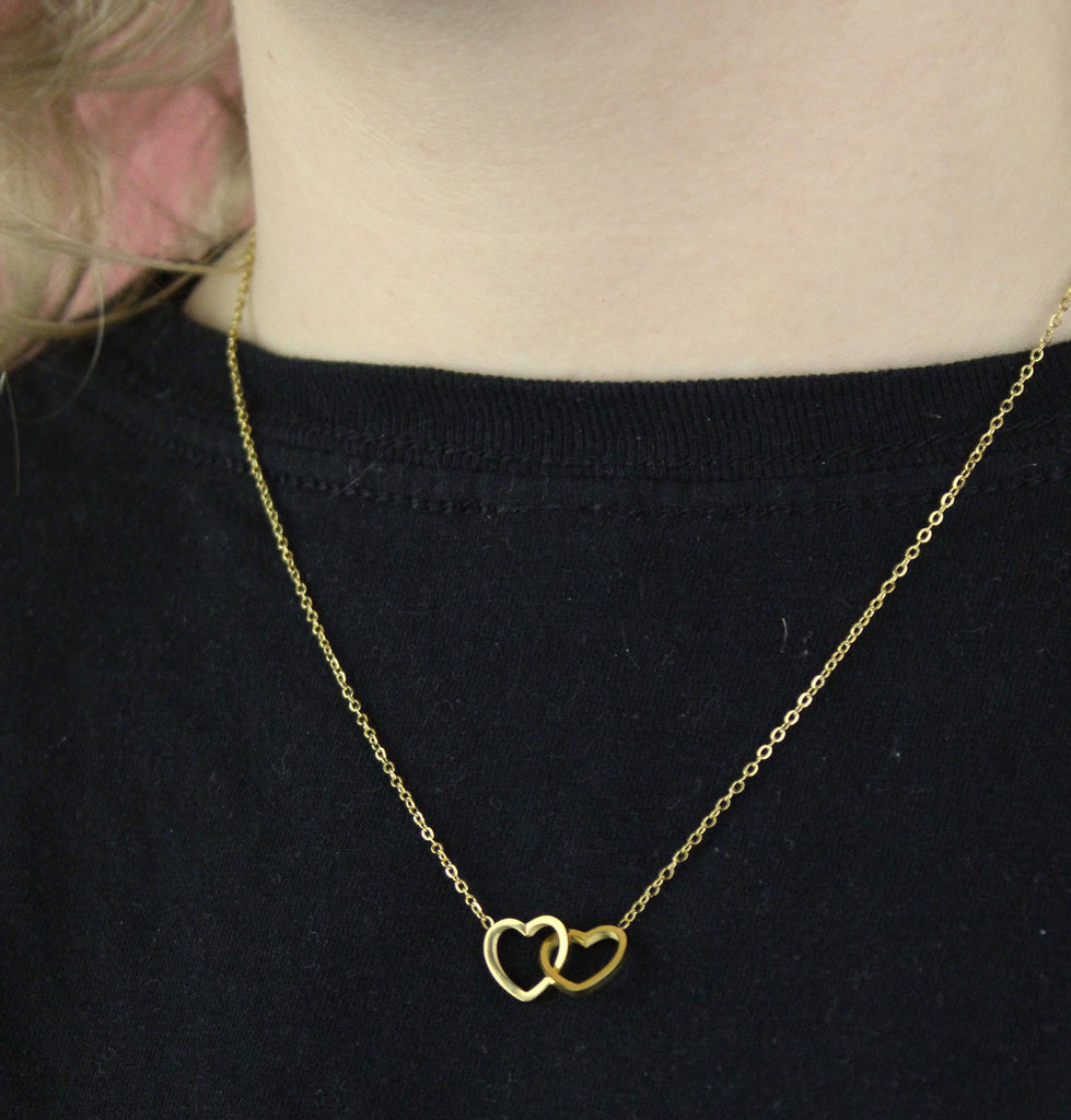 Double Heart Necklace (Gold Plated) - Sour Cherry