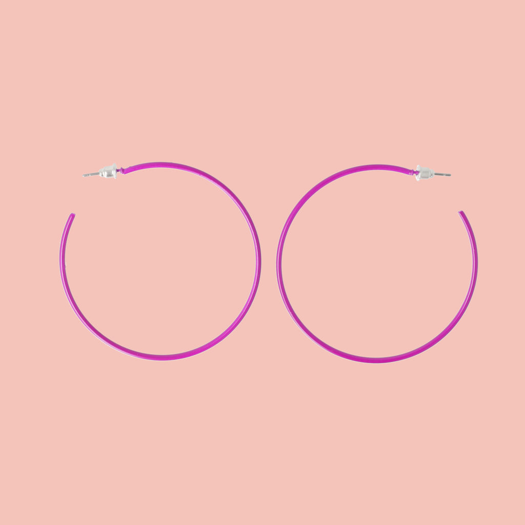 Stainless steel purple hoop earrings