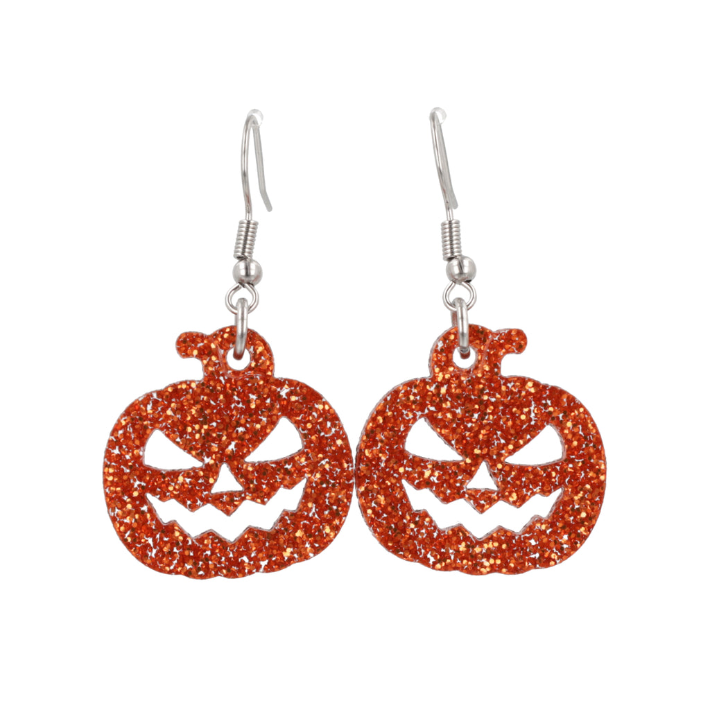 Glitter Orange Pumpkin Spice Earrings - Sour Cherry