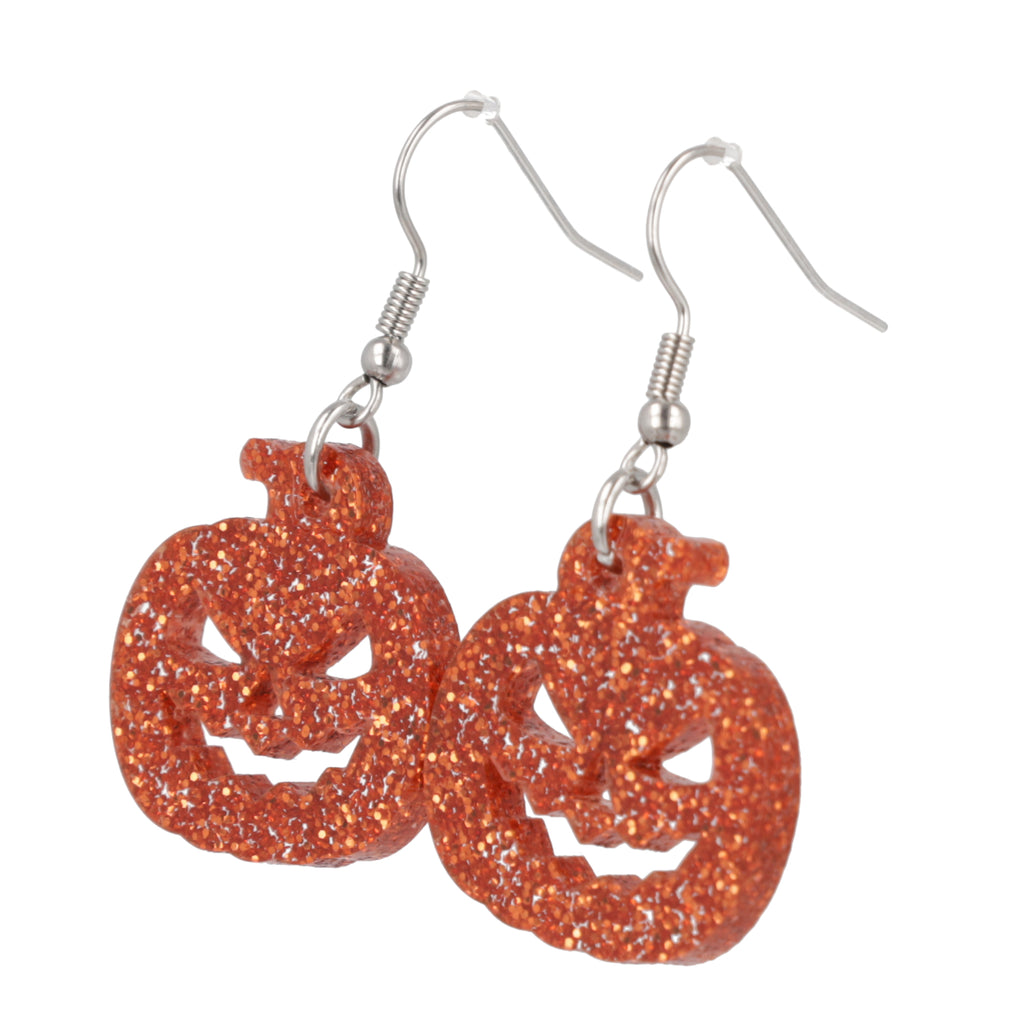 Glitter Orange Pumpkin Spice Earrings - Sour Cherry