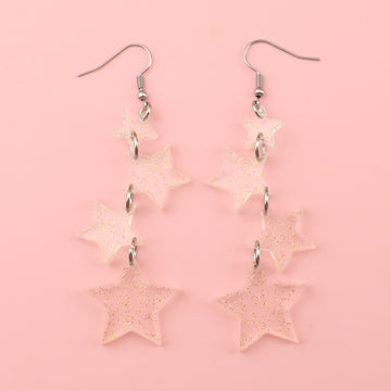 Gold Fleck Cascading Star Drop Earrings - Sour Cherry
