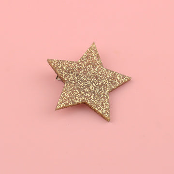 Gold Glitter Single Star Hair Clip - Sour Cherry