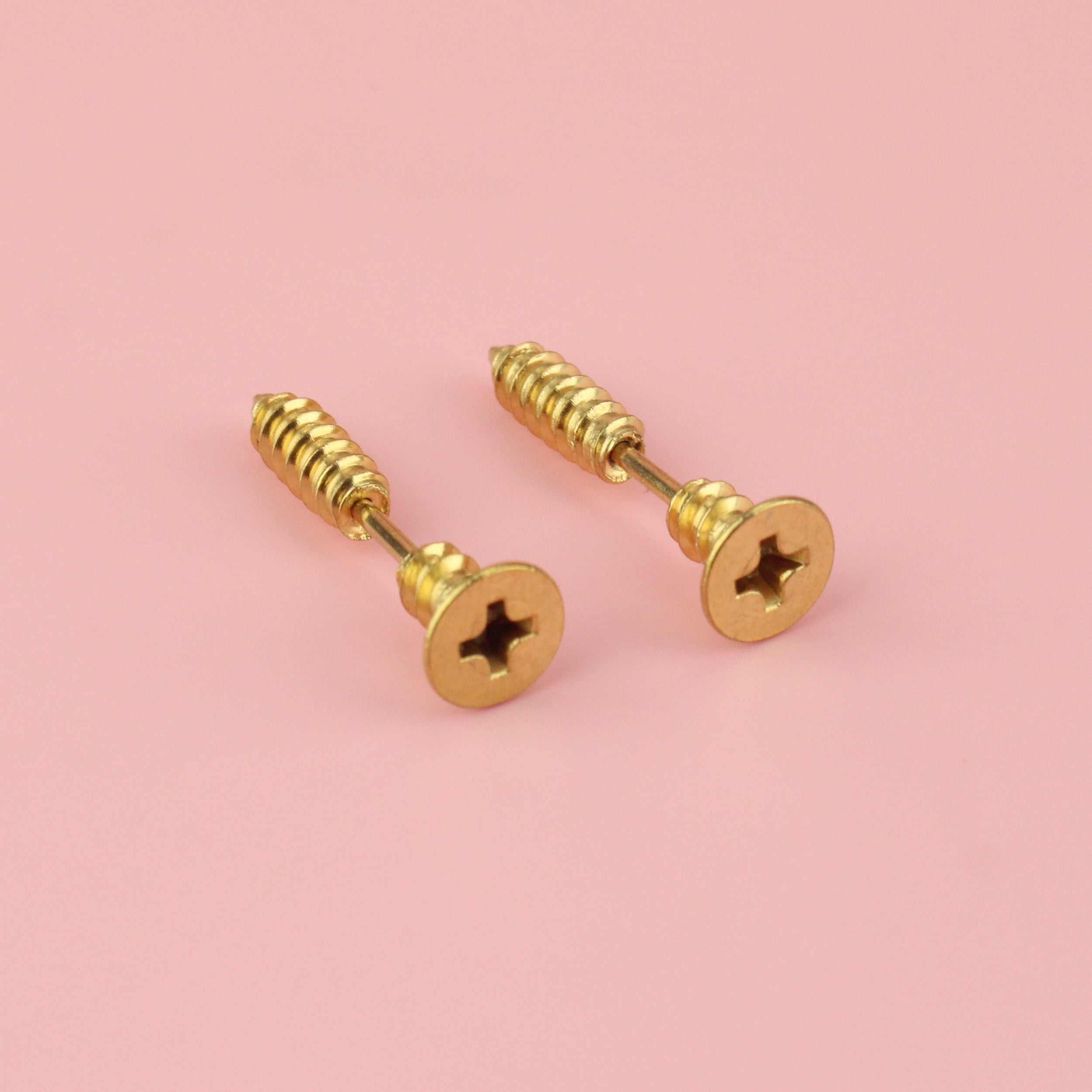 Gold on sale screw earrings