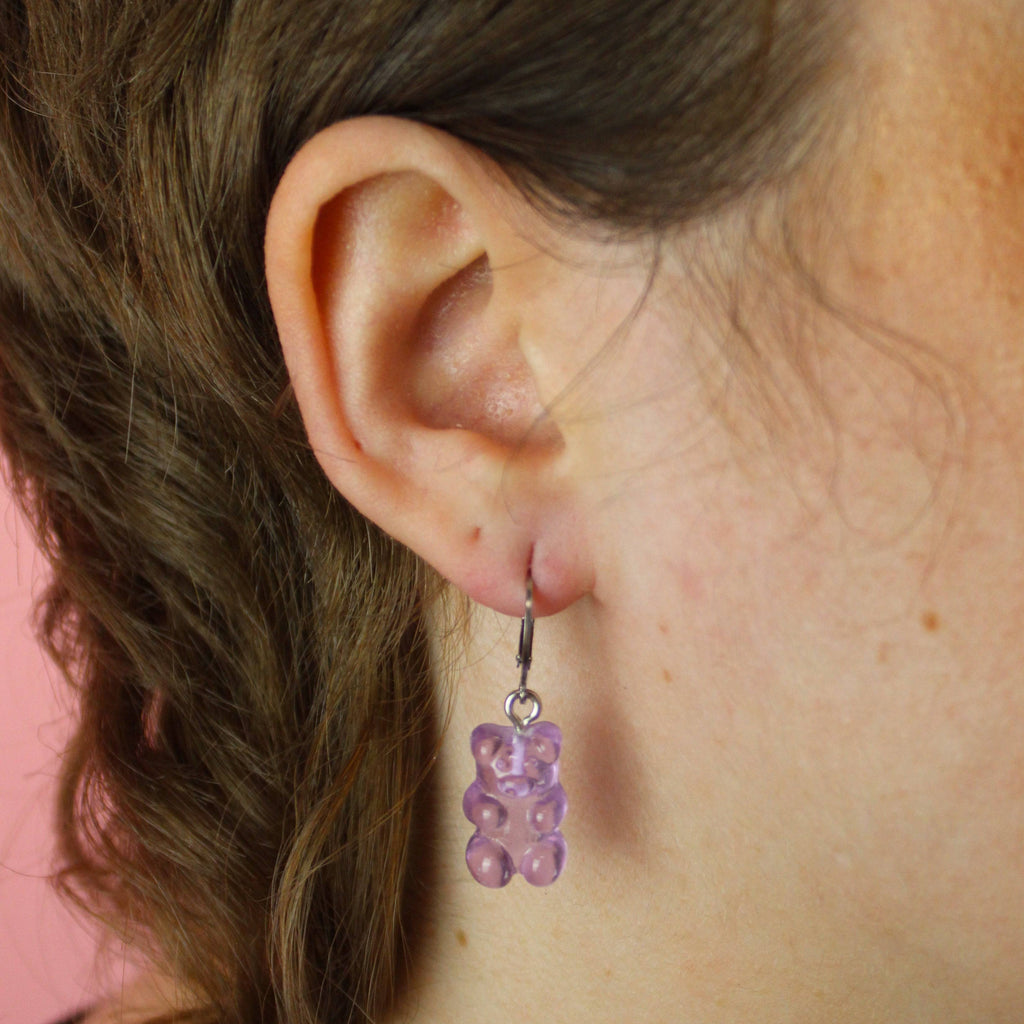 Grape Gummy Bear Earrings - Sour Cherry