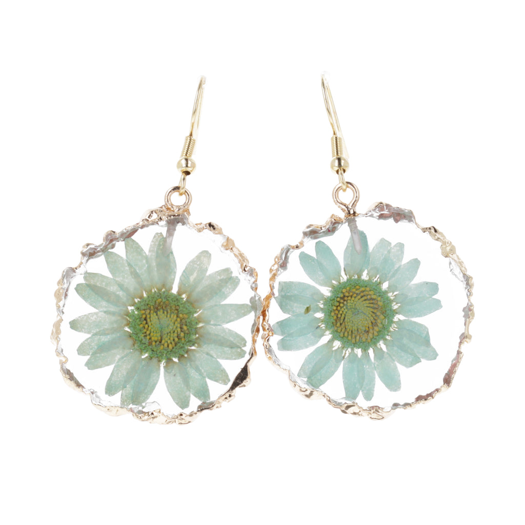 Green Pressed Flower Earrings - Sour Cherry