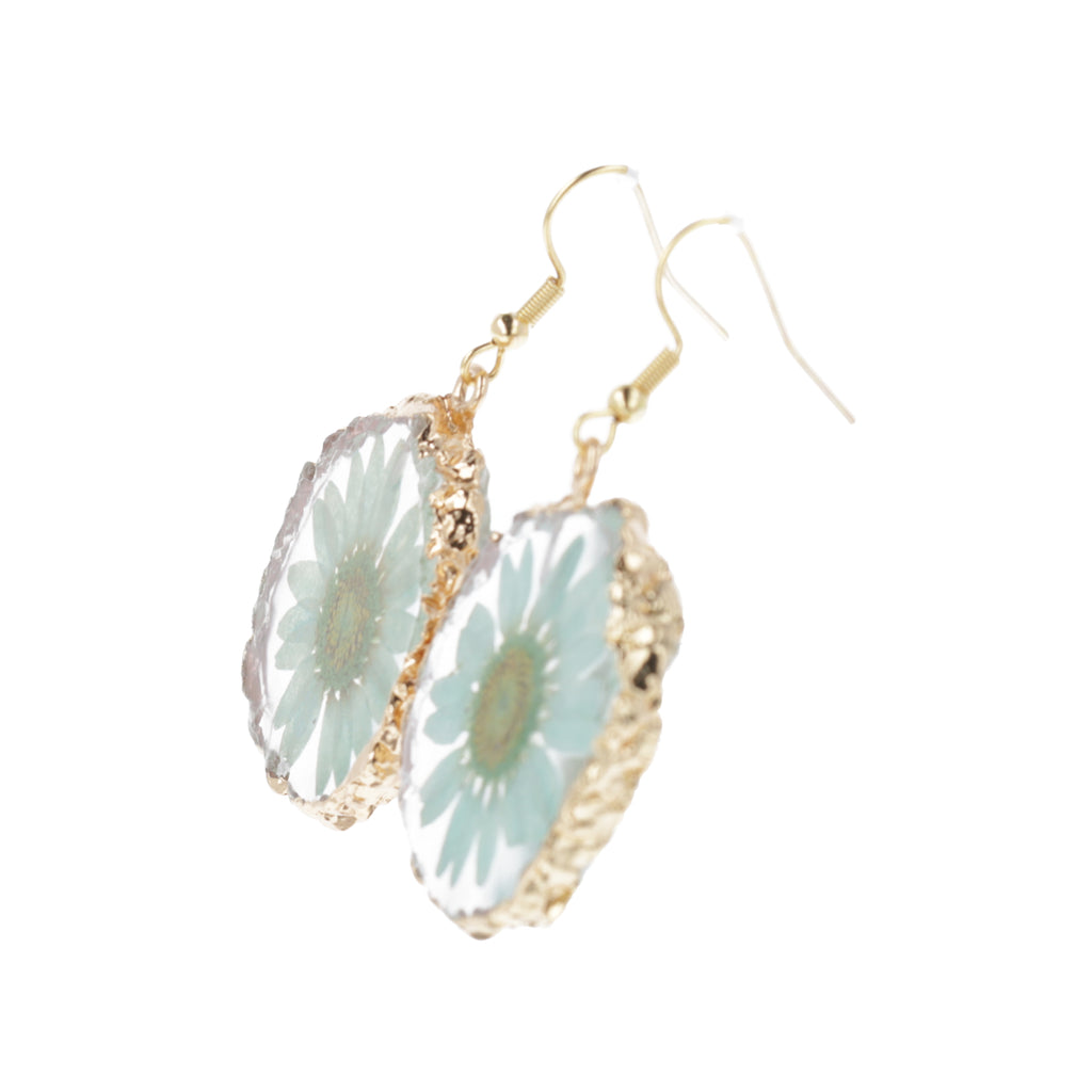 Green Pressed Flower Earrings - Sour Cherry
