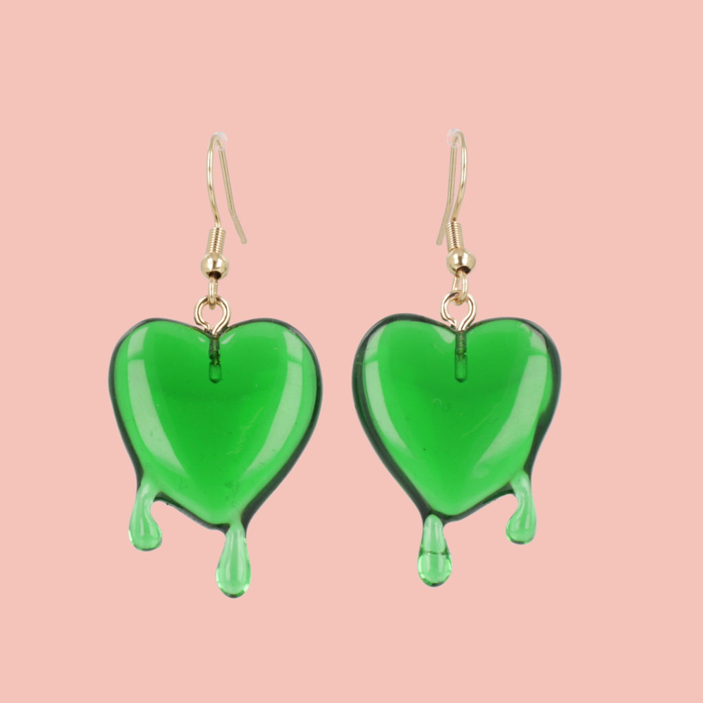 Green Bleeding Love Earrings - Sour Cherry