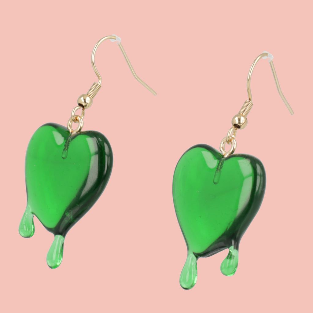 Green Bleeding Love Earrings - Sour Cherry