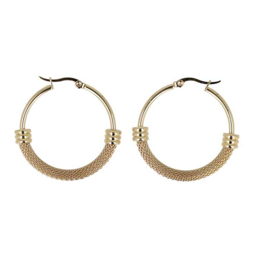 Half Chain Detail Hoop Earrings (Gold Plated) - Sour Cherry