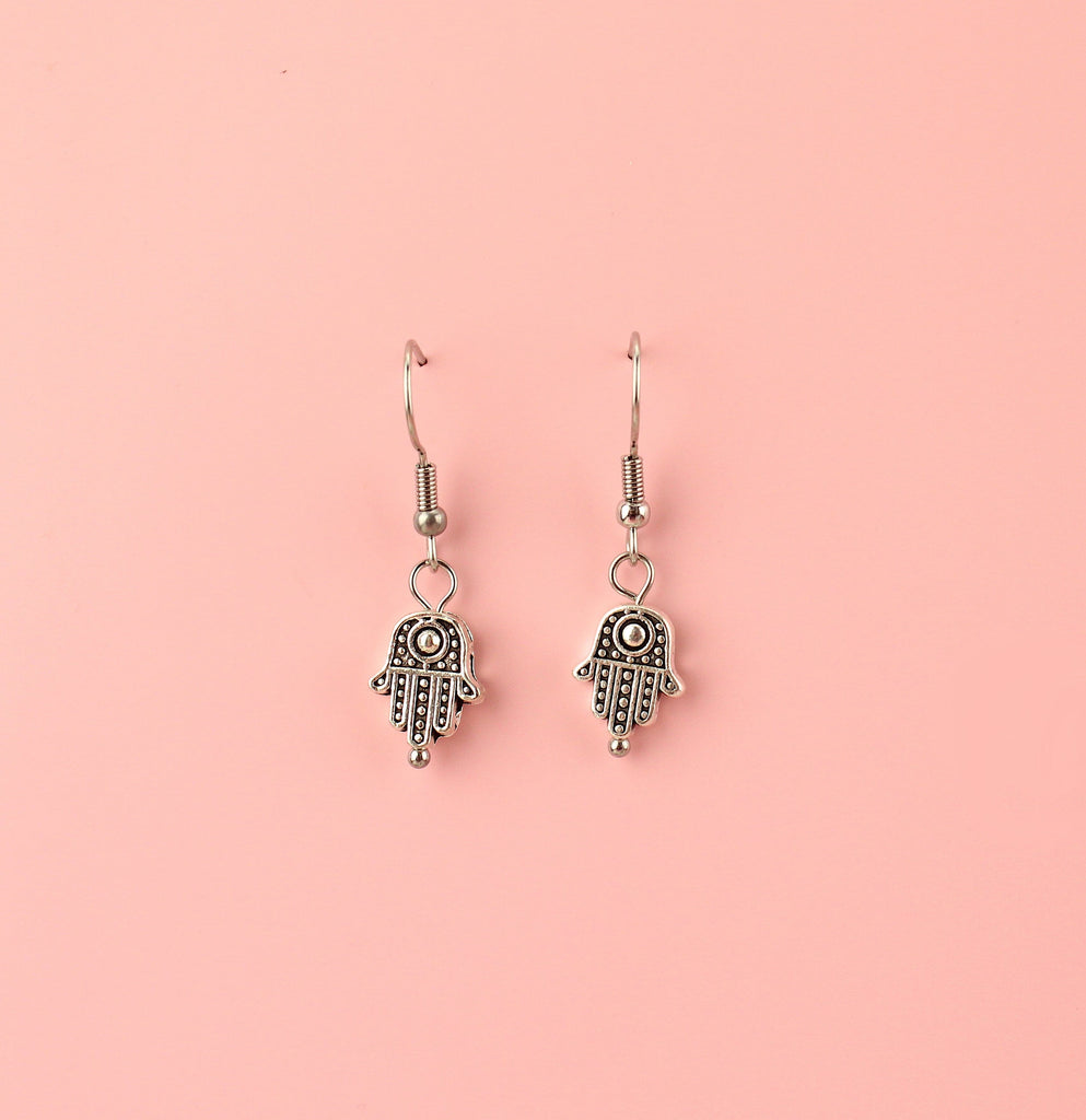 Hamsa Hand Charms on Stainless Steel earwires