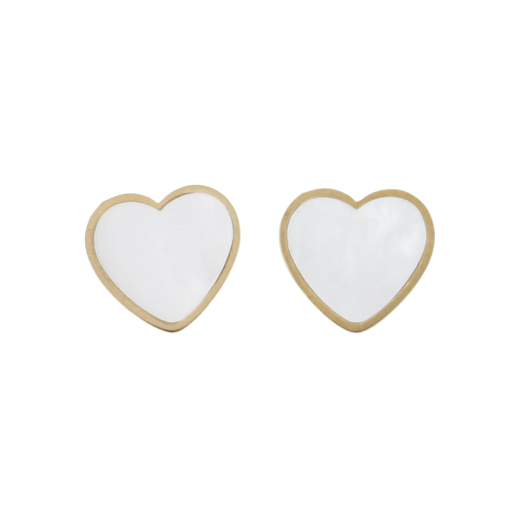 Heart Shell Stud Earrings (Gold Plated) - Sour Cherry