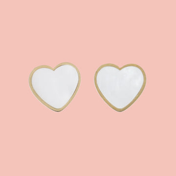 Heart Shell Stud Earrings (Gold Plated) - Sour Cherry