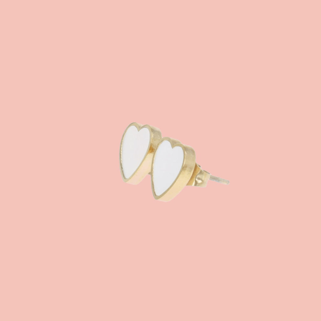 Heart Shell Stud Earrings (Gold Plated) - Sour Cherry