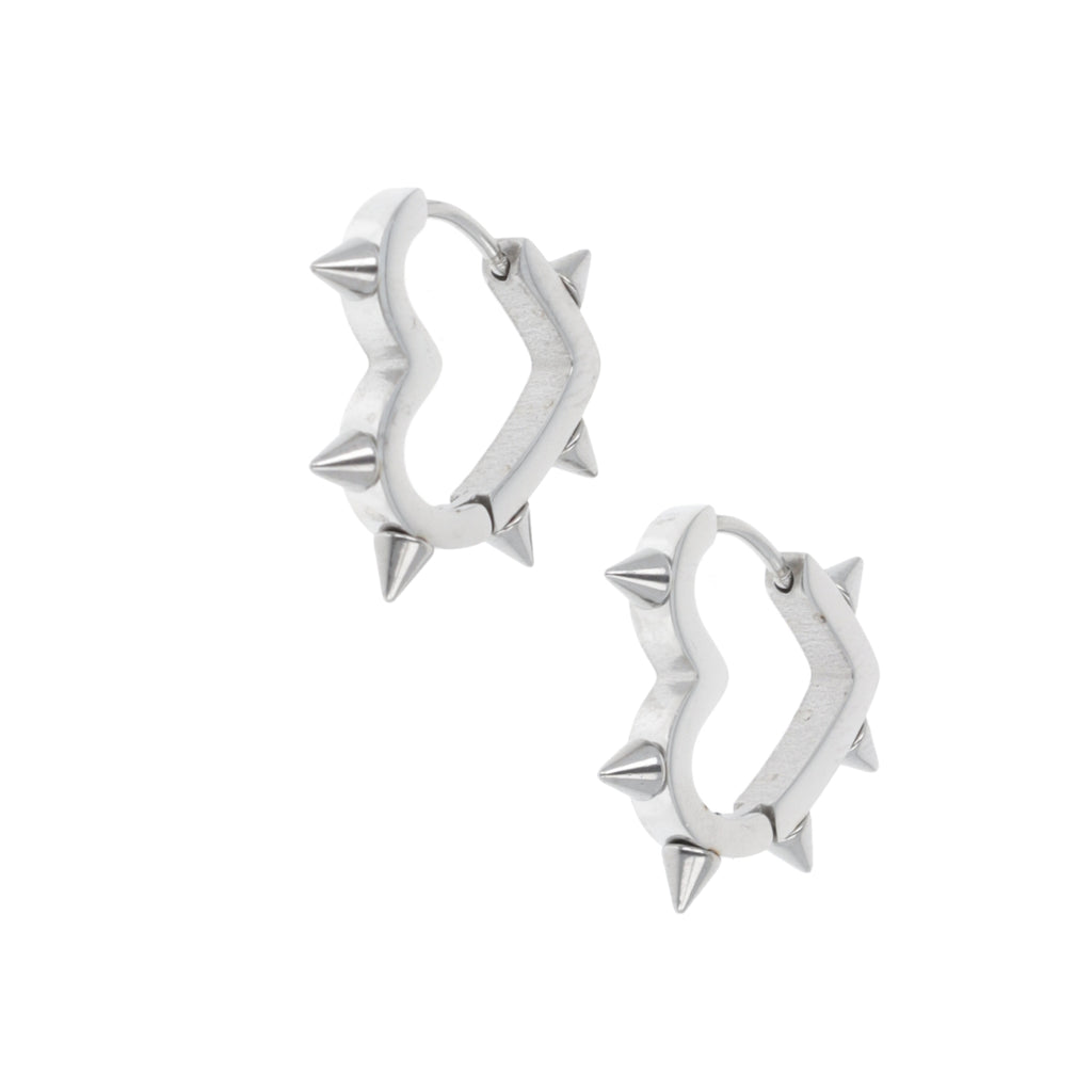 Heart Spike Huggie Hoop Earrings - Sour Cherry