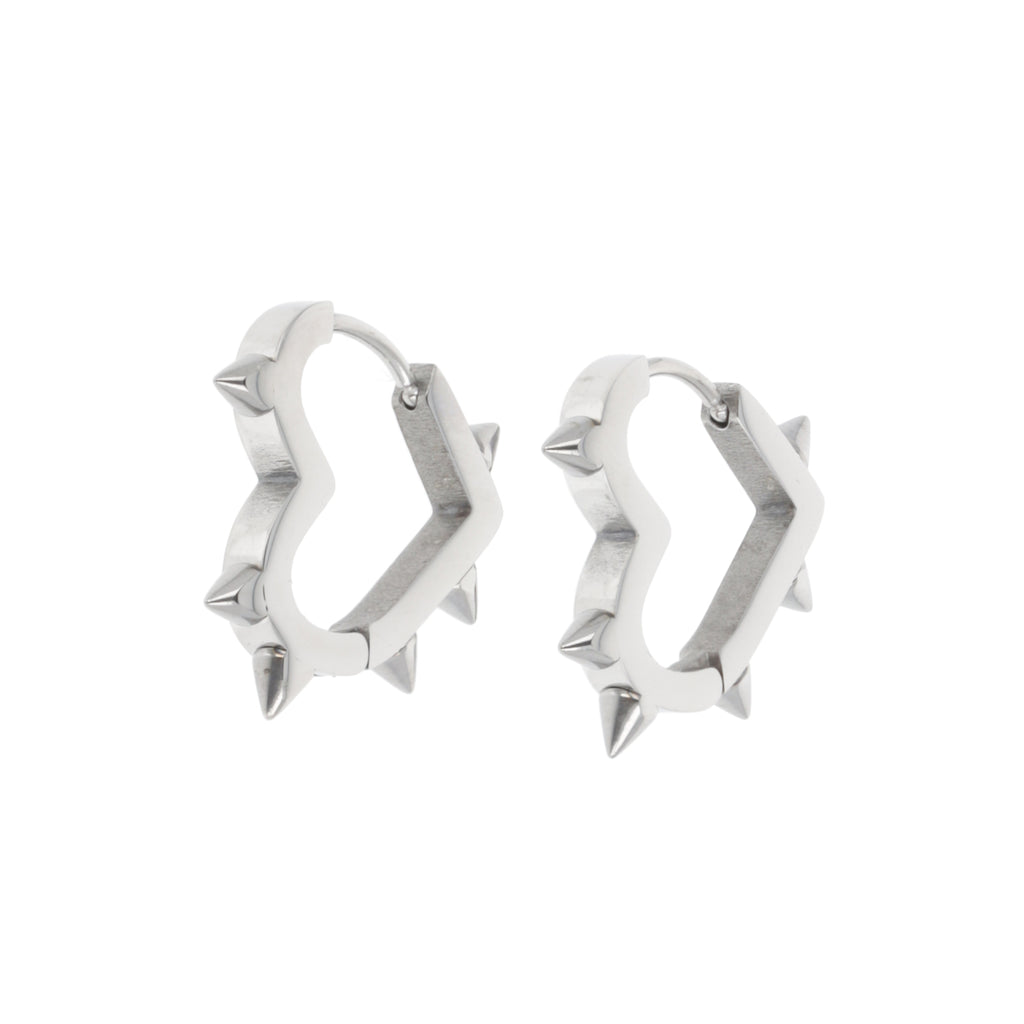Heart Spike Huggie Hoop Earrings - Sour Cherry