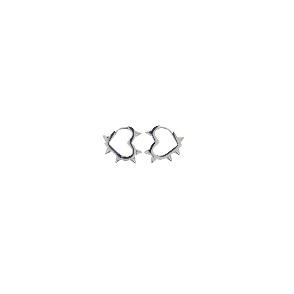 Heart Spike Huggie Hoop Earrings - Sour Cherry