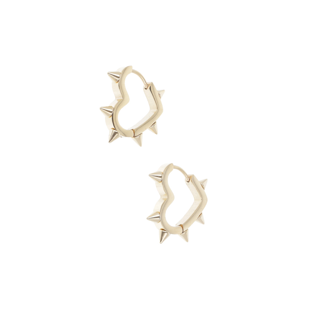 Heart Spike Huggie Hoop Earrings (Gold Plated) - Sour Cherry