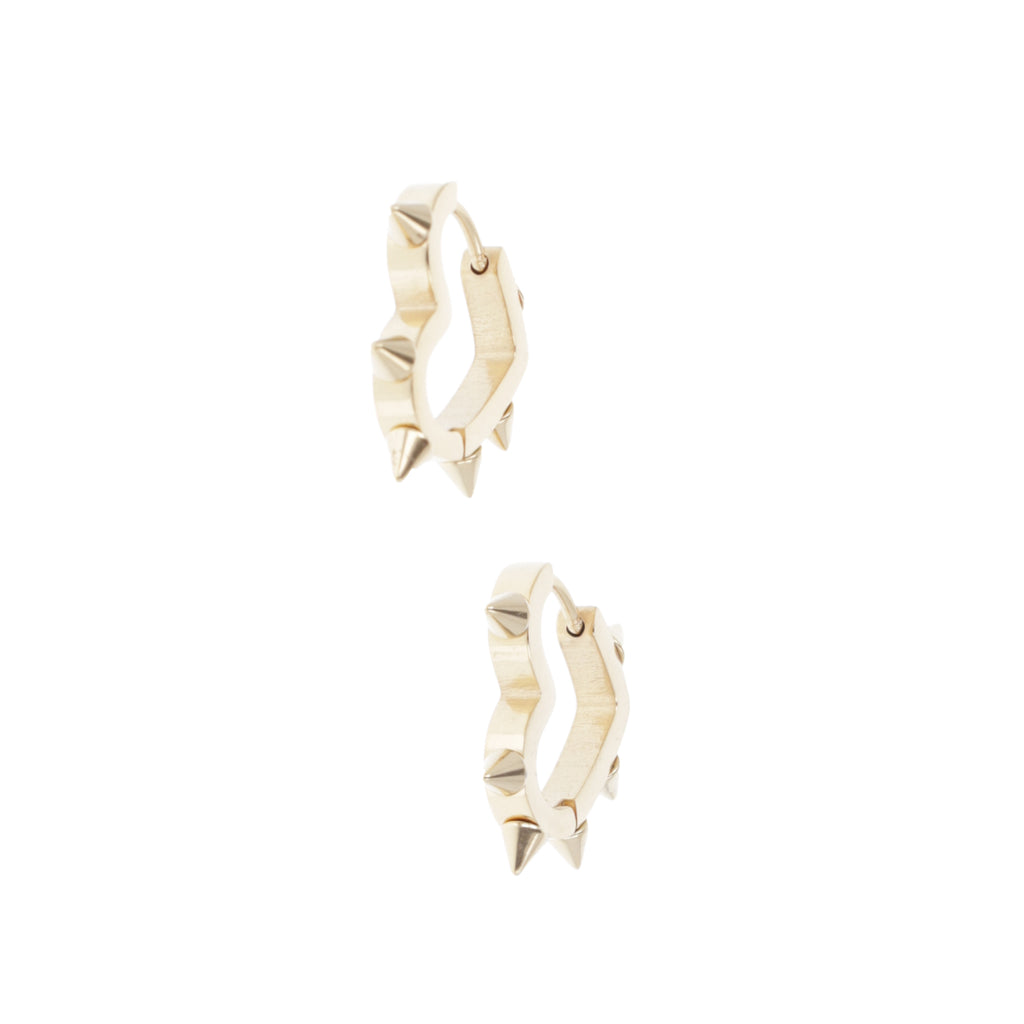 Heart Spike Huggie Hoop Earrings (Gold Plated) - Sour Cherry