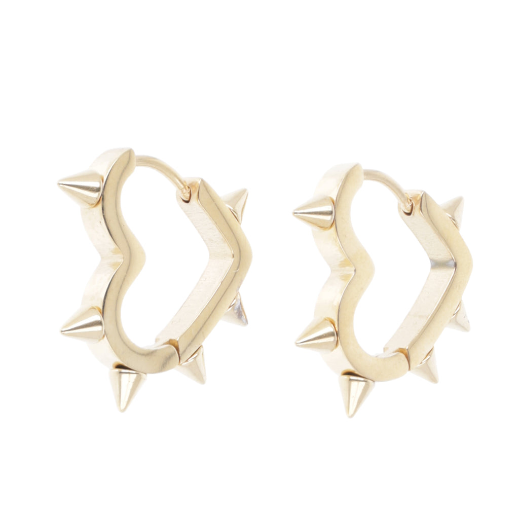 Heart Spike Huggie Hoop Earrings (Gold Plated) - Sour Cherry