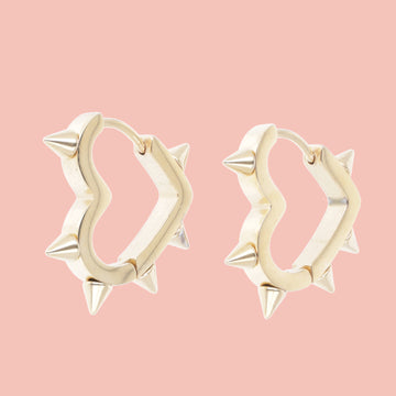 Heart Spike Huggie Hoop Earrings (Gold Plated) - Sour Cherry