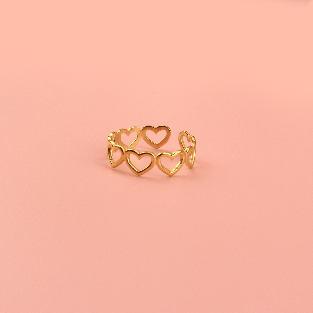 Heart of Steel Ring (Gold Plated) - Sour Cherry