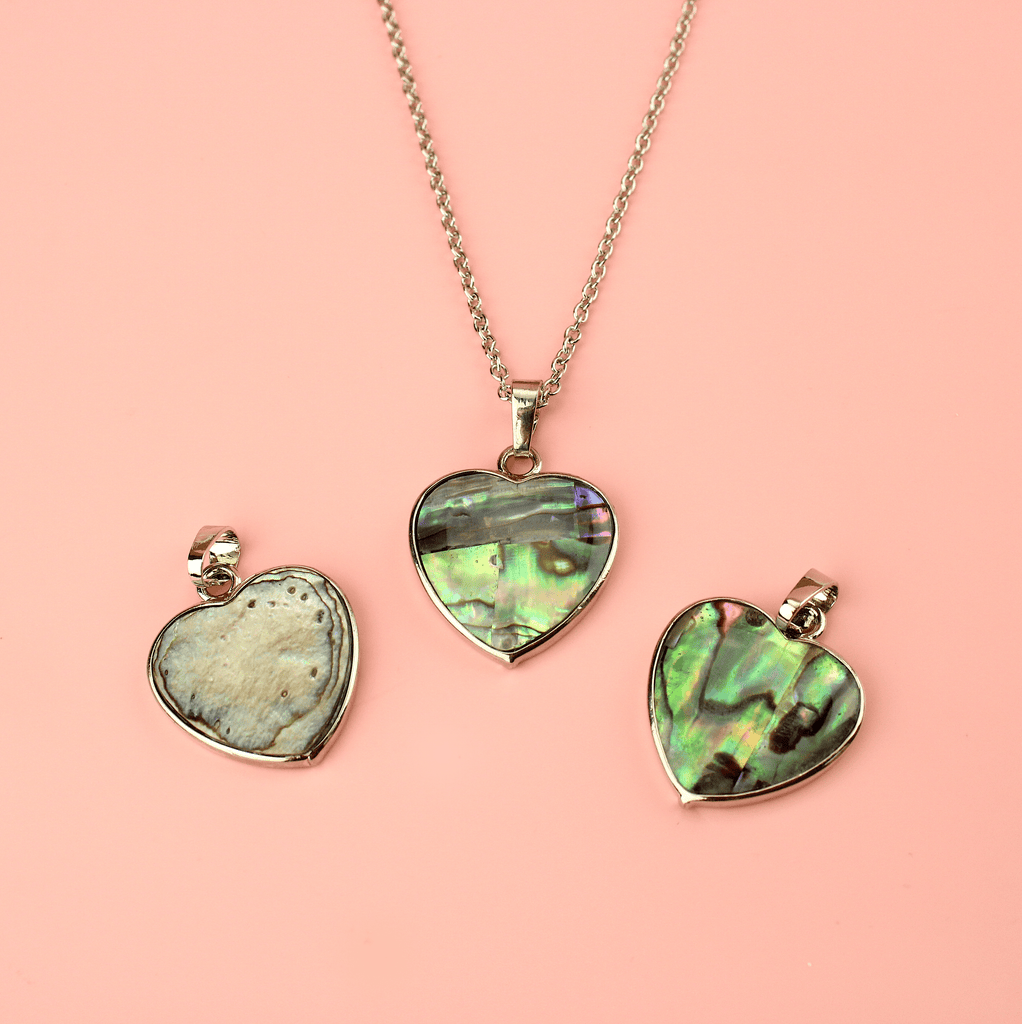 Stainless steel necklace with heart shaped brass pendant